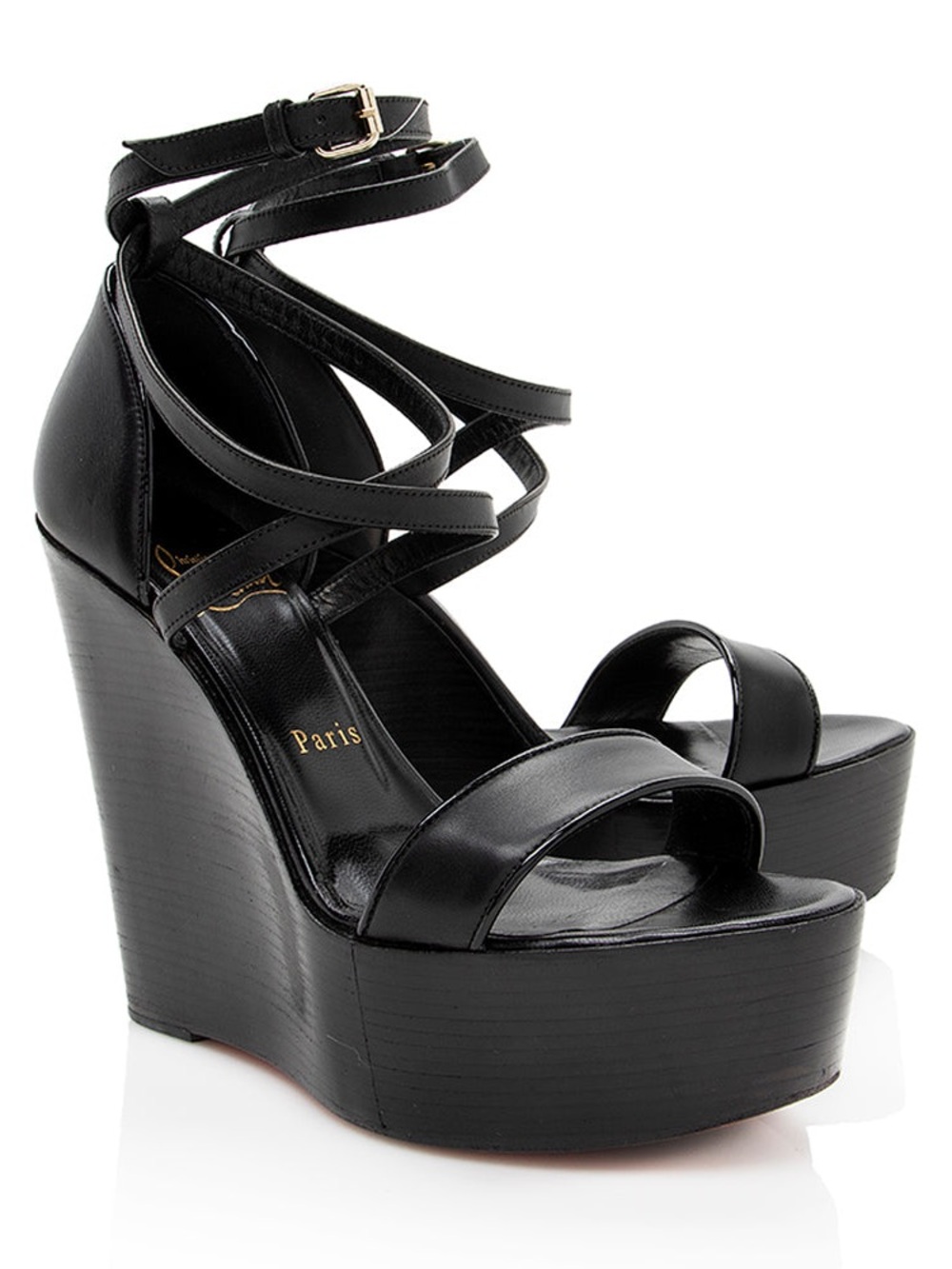Christian Louboutin Calfskin Si Ma Zeppa Wedge Sandals